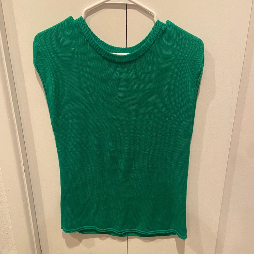 Green woven women sweater vest Small unbranded
